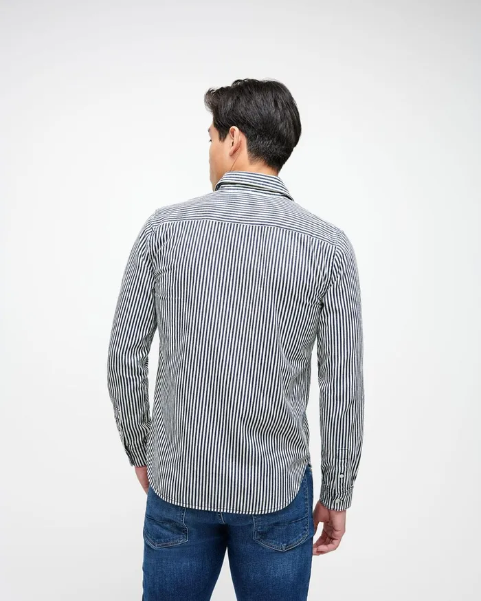 Men 7 For All Mankind Shirts Utilitarian Button Down Shirt In Calico Stripe