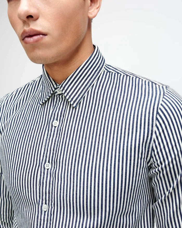 Men 7 For All Mankind Shirts Utilitarian Button Down Shirt In Calico Stripe