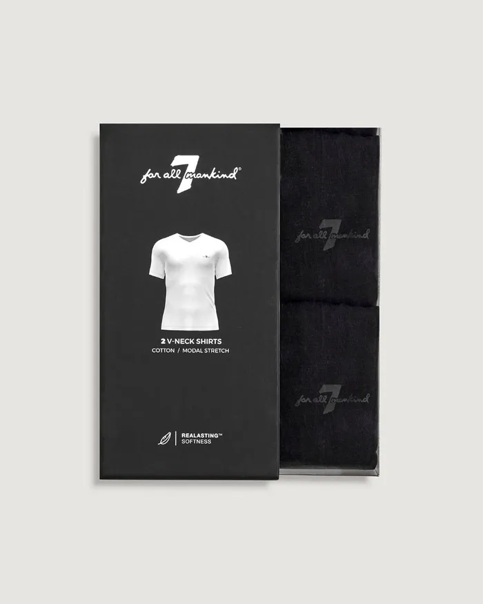 Men 7 For All Mankind Underwear V Neck Tee 2 Pack In Black