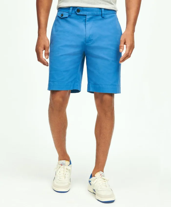 Men 9034 Stretch Supima Cotton Poplin Shorts Blue Brooks Brothers Shorts and Swimwear