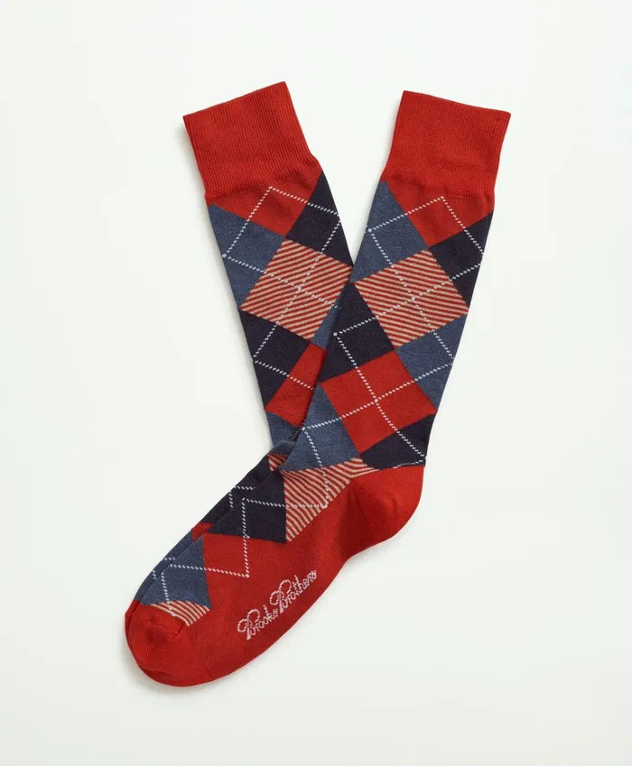 Men Argyle Crew Socks Red Multi Brooks Brothers Sock