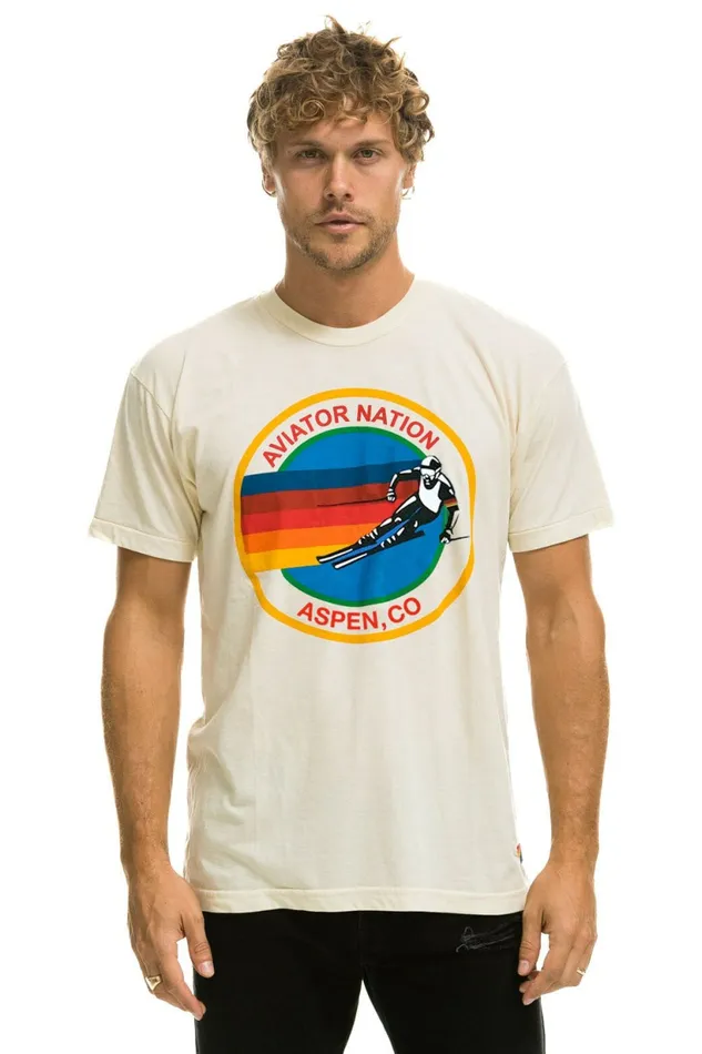 Men AVIATOR NATION ASPEN CREW TEE SHIRT 8211 VINTAGE WHITE Aviator Nation Tees