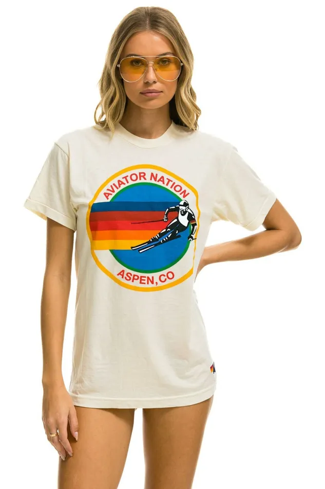 Men AVIATOR NATION ASPEN CREW TEE SHIRT 8211 VINTAGE WHITE Aviator Nation Tees Men AVIATOR NATION ASPEN CREW TEE SHIRT 8211 VINTAGE WHITE Aviator Nation Tees