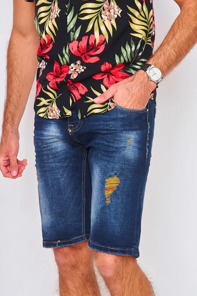 Men Bermuda Bleu En Jeans Us Blue Brentiny Paris Shorts