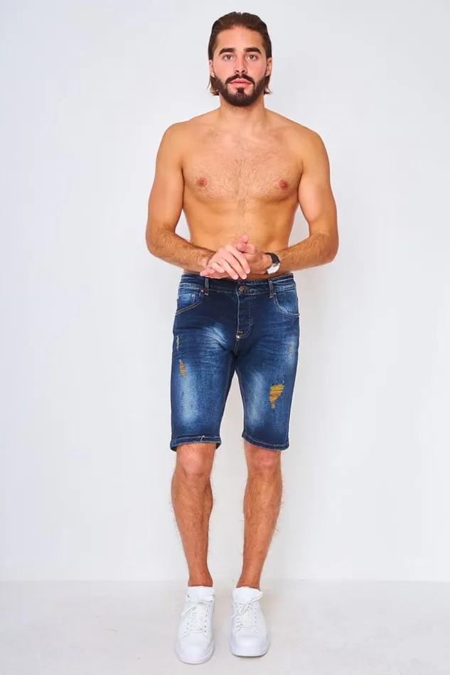 Men Bermuda Bleu En Jeans Us Blue Brentiny Paris Shorts