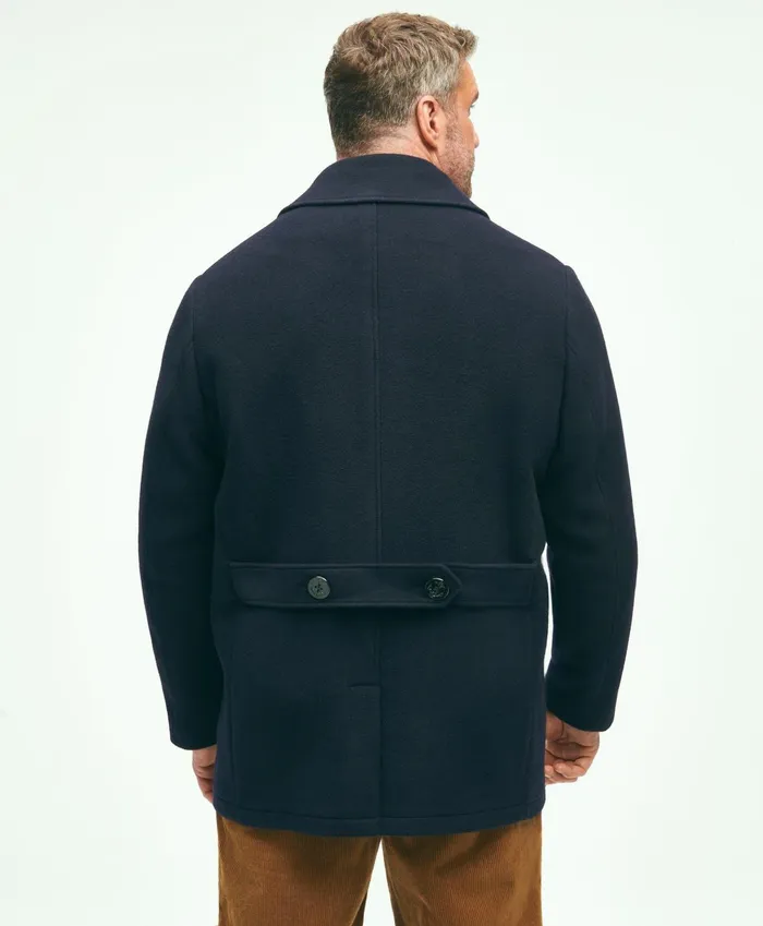 Men Big and Tall Classic Wool Pea Coat Navy Brooks Brothers Coats and Jackets