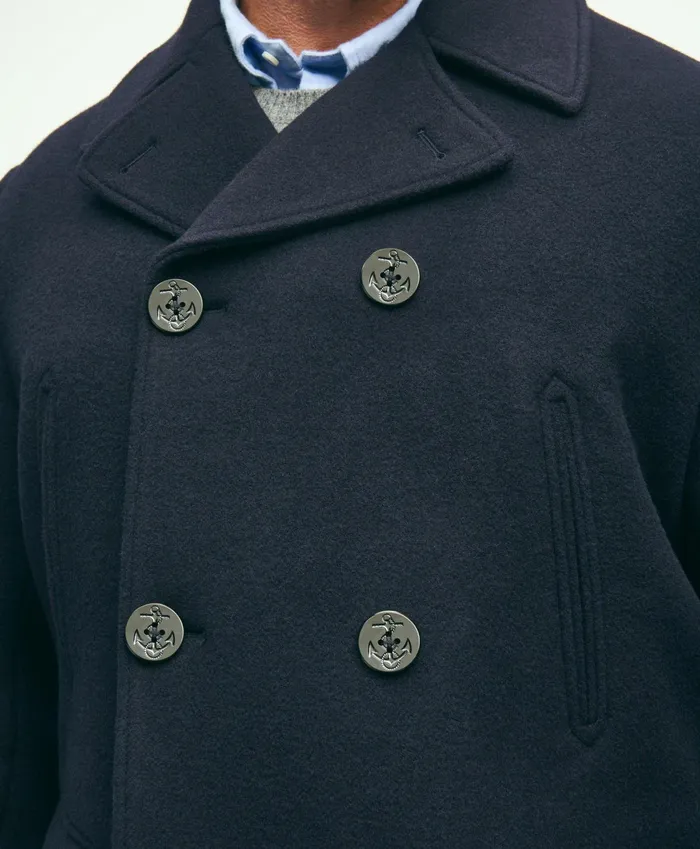 Men Big and Tall Classic Wool Pea Coat Navy Brooks Brothers Coats and Jackets
