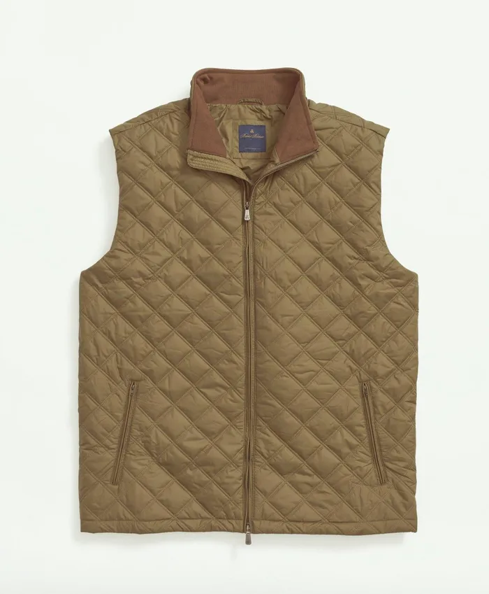 Men Big and Tall Paddock Diamond Quilted Vest Green Brooks Brothers Coats and Jackets