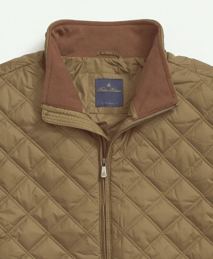 Men Big and Tall Paddock Diamond Quilted Vest Green Brooks Brothers Coats and Jackets