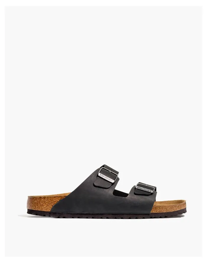 Men Birkenstock Arizona Soft Footbed Sandals In Oiled Leather True Black Madewell Sandals