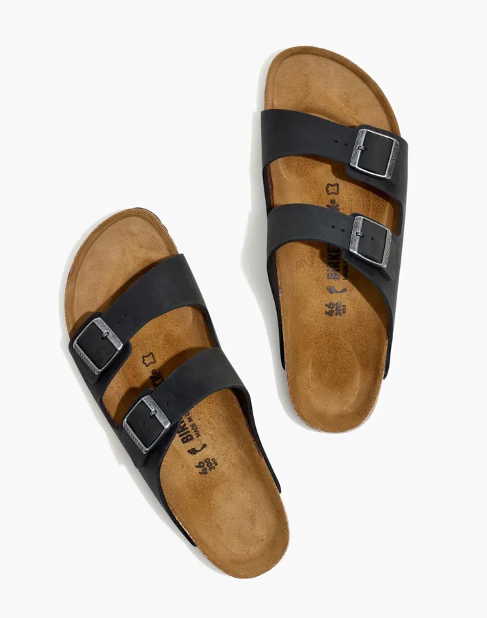 Men Birkenstock Arizona Soft Footbed Sandals In Oiled Leather True Black Madewell Sandals Men Birkenstock Arizona Soft Footbed Sandals In Oiled Leather True Black Madewell Sandals