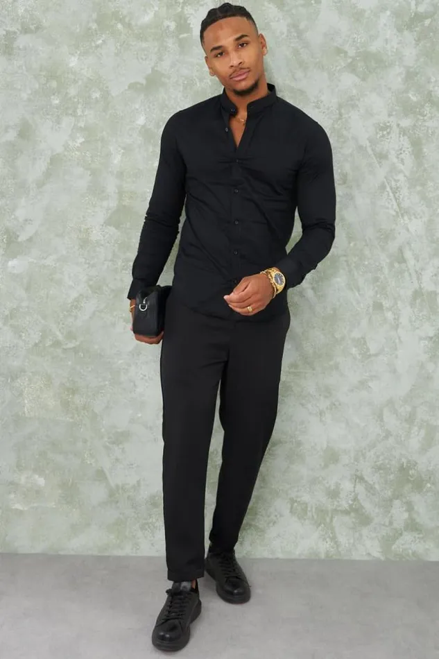 Men Black Collar Shirt Brentiny Paris Shirts Men Black Collar Shirt Brentiny Paris Shirts