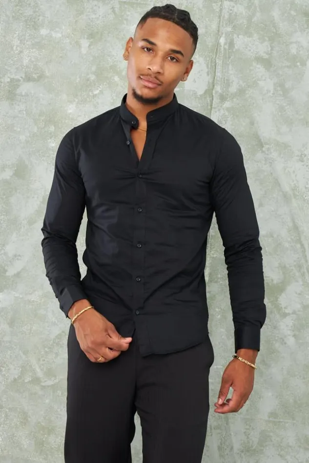 Men Black Collar Shirt Brentiny Paris Shirts Men Black Collar Shirt Brentiny Paris Shirts