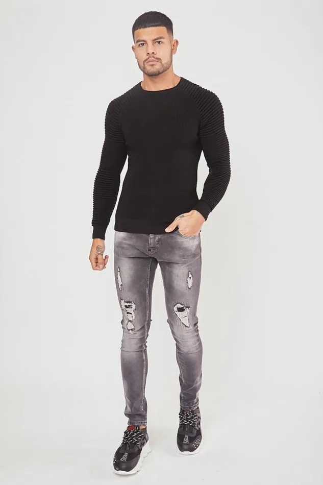 Men Black Fine Knit Sweater Black Brentiny Paris Sweatshirts and Pullovers Men Black Fine Knit Sweater Black Brentiny Paris Sweatshirts and Pullovers