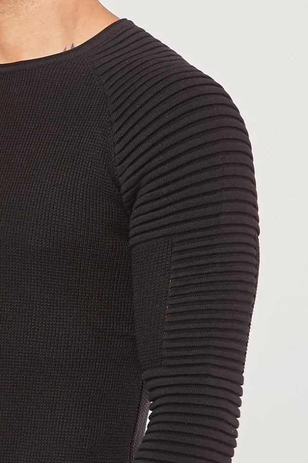 Men Black Fine Knit Sweater Black Brentiny Paris Sweatshirts and Pullovers Men Black Fine Knit Sweater Black Brentiny Paris Sweatshirts and Pullovers