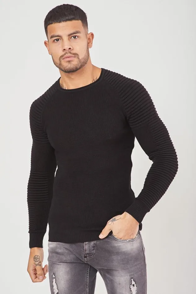 Men Black Fine Knit Sweater Black Brentiny Paris Sweatshirts and Pullovers Men Black Fine Knit Sweater Black Brentiny Paris Sweatshirts and Pullovers