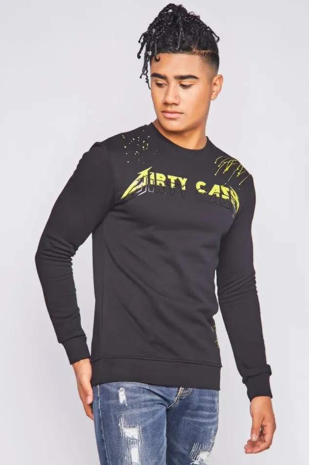Men Black Sweatshirt With Yellow Stains Black Brentiny Paris Sweatshirts and Pullovers Men Black Sweatshirt With Yellow Stains Black Brentiny Paris Sweatshirts and Pullovers