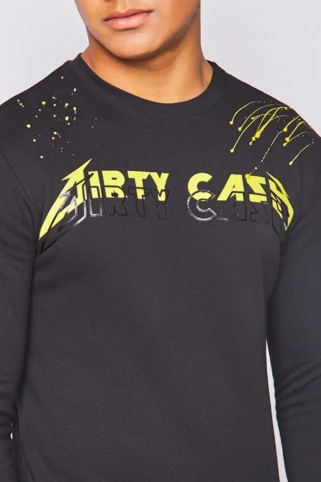 Men Black Sweatshirt With Yellow Stains Black Brentiny Paris Sweatshirts and Pullovers Men Black Sweatshirt With Yellow Stains Black Brentiny Paris Sweatshirts and Pullovers