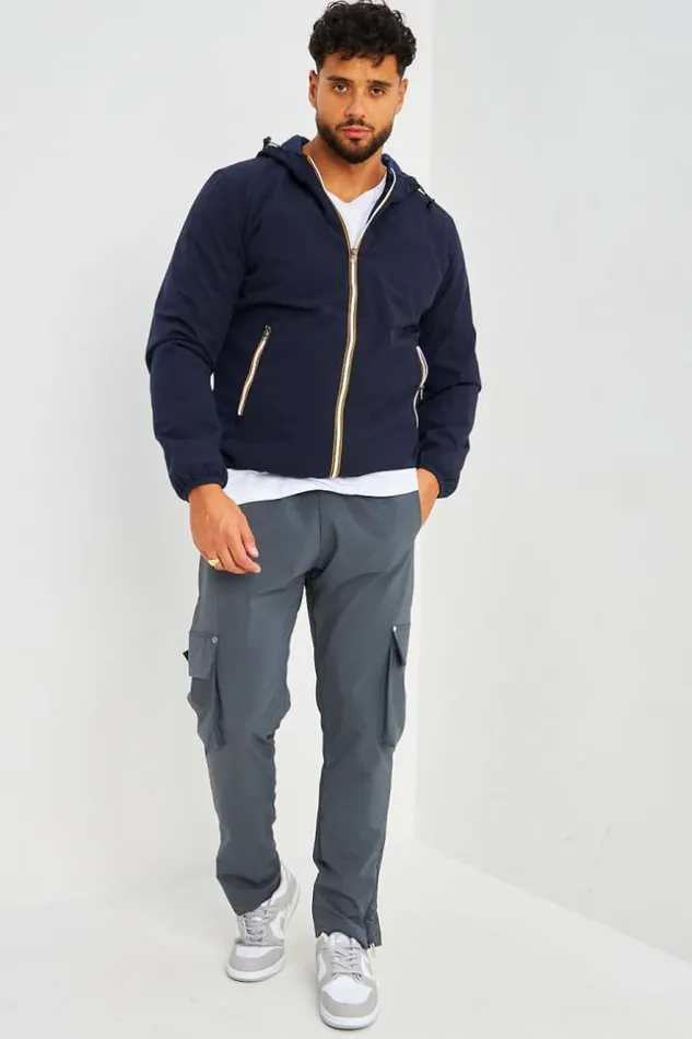 Men Blouson Capuche Bleu Marine Blue Brentiny Paris Jackets