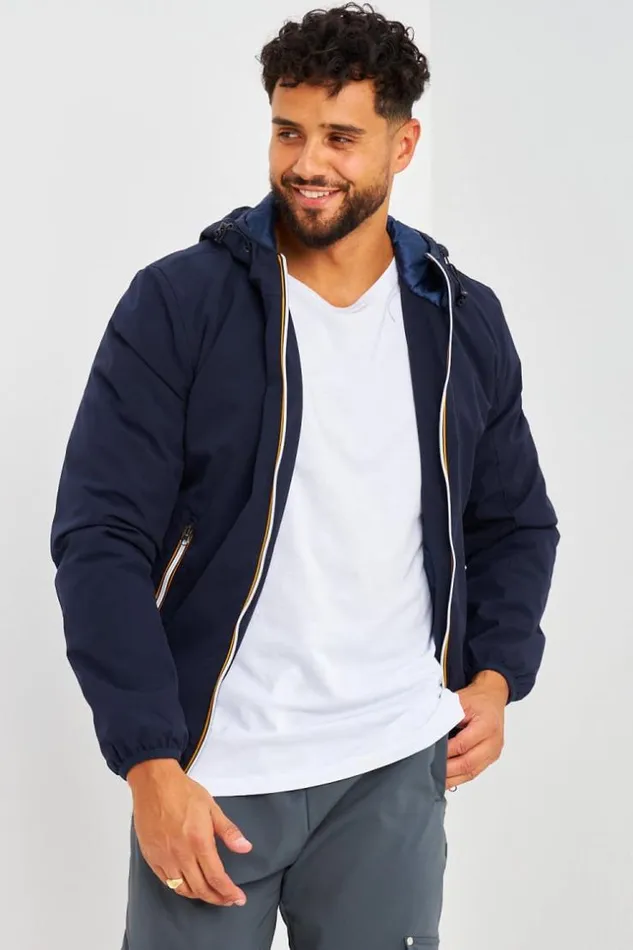 Men Blouson Capuche Bleu Marine Blue Brentiny Paris Jackets