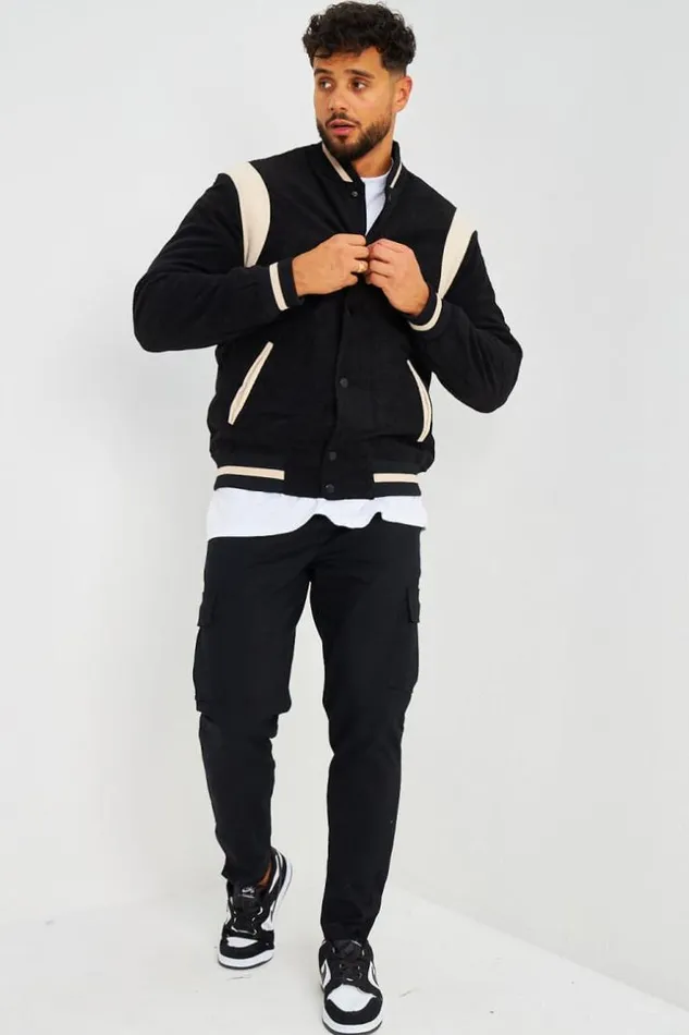 Men Bomber Noir En Velours Ctel Black Brentiny Paris Jackets