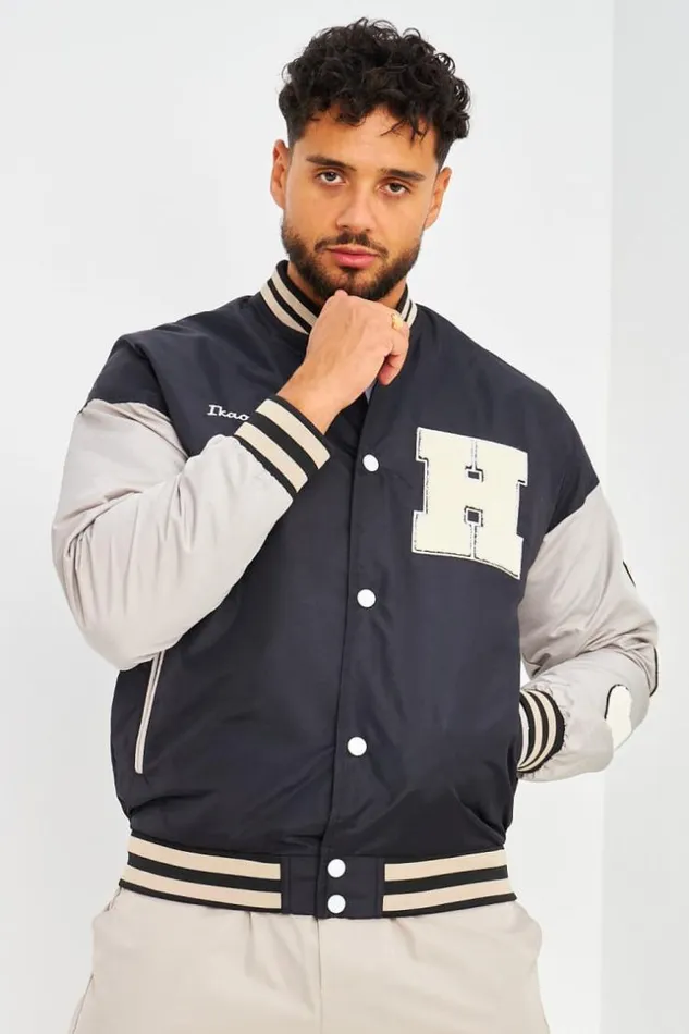 Men Bomber Noir Manches Grises Brod 034Parisian Brand034 Black Brentiny Paris Jackets