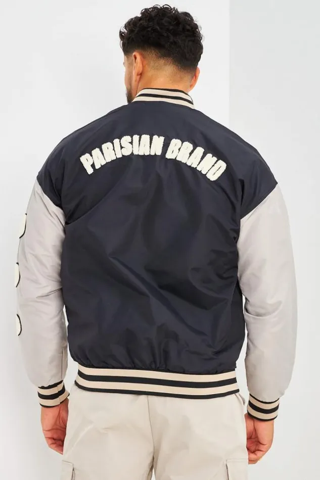 Men Bomber Noir Manches Grises Brod 034Parisian Brand034 Black Brentiny Paris Jackets Men Bomber Noir Manches Grises Brod 034Parisian Brand034 Black Brentiny Paris Jackets