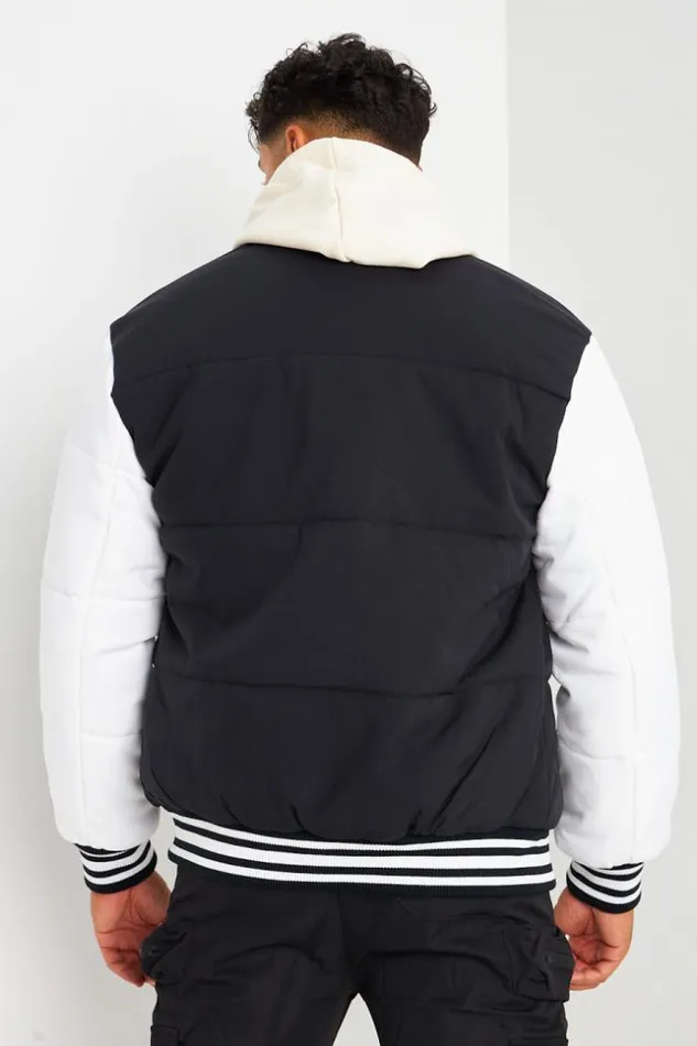 Men Bomber pais Noir Manches Longues Blanches Black Brentiny Paris Jackets