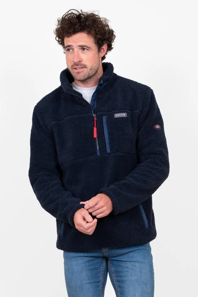 Men Brakeburn Coats And Jackets Navy Pull Over 14 Zip Fleece