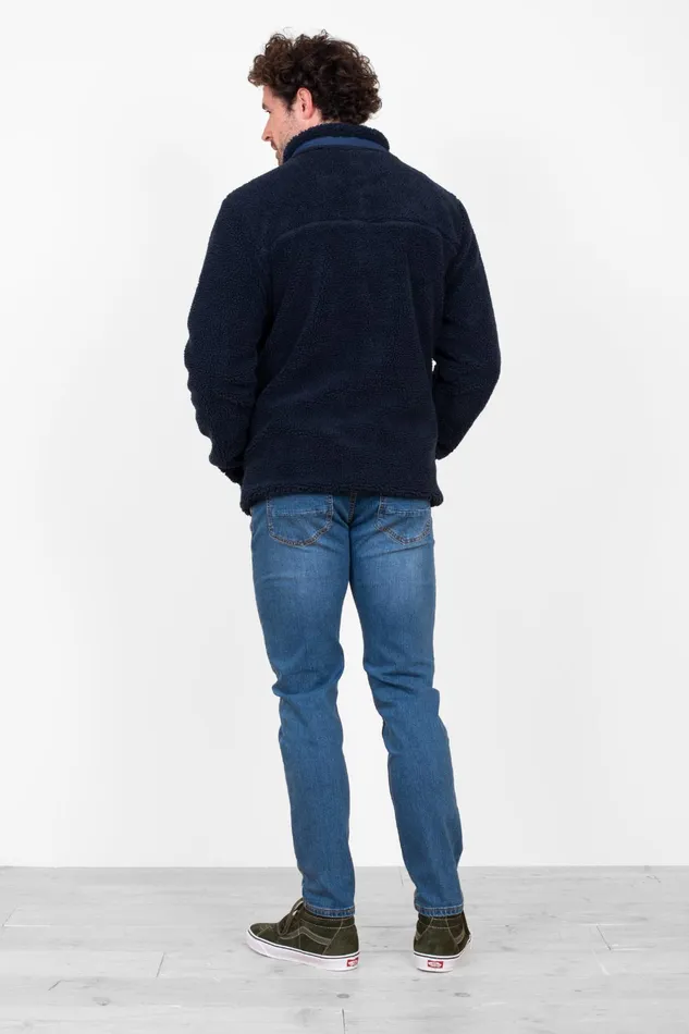 Men Brakeburn Coats And Jackets Navy Pull Over 14 Zip Fleece