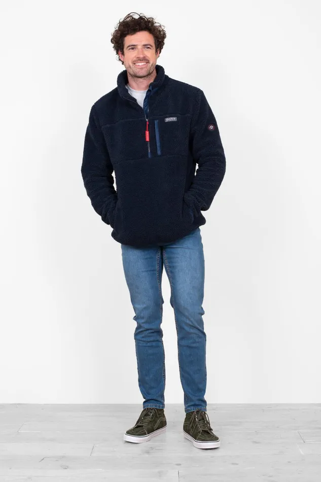 Men Brakeburn Coats And Jackets Navy Pull Over 14 Zip Fleece