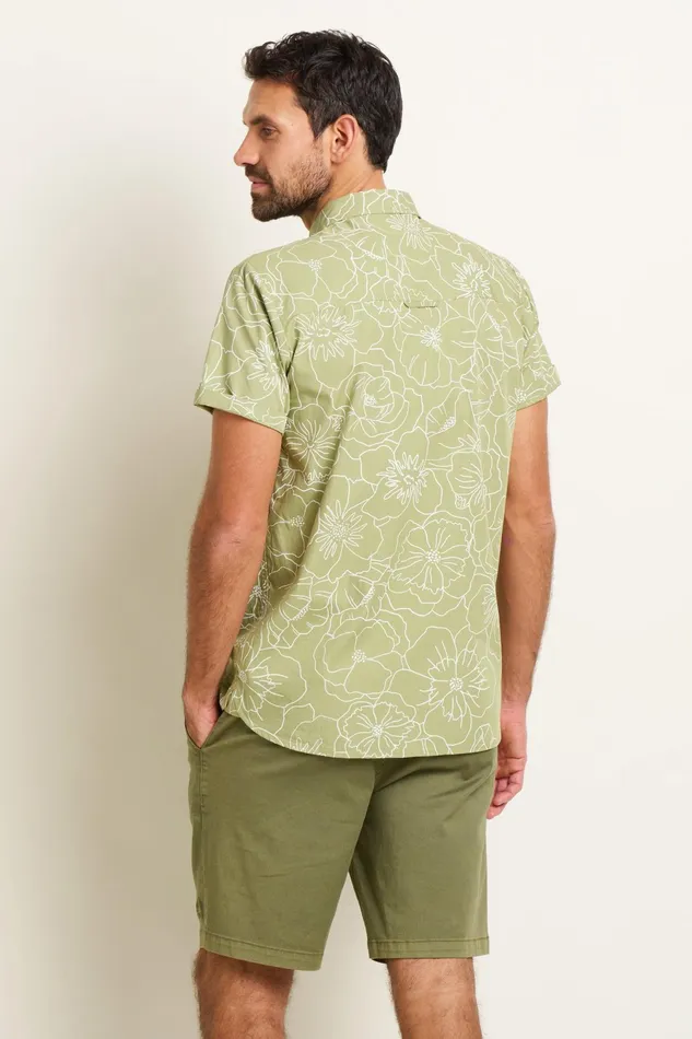 Men Brakeburn Shirts Green Linear Floral Shirt