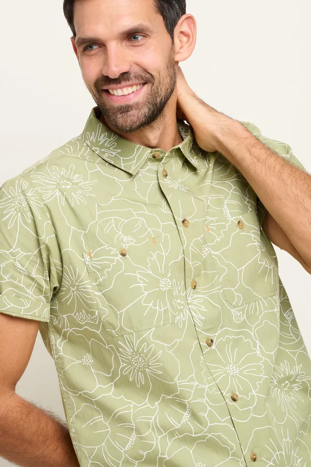 Men Brakeburn Shirts Green Linear Floral Shirt