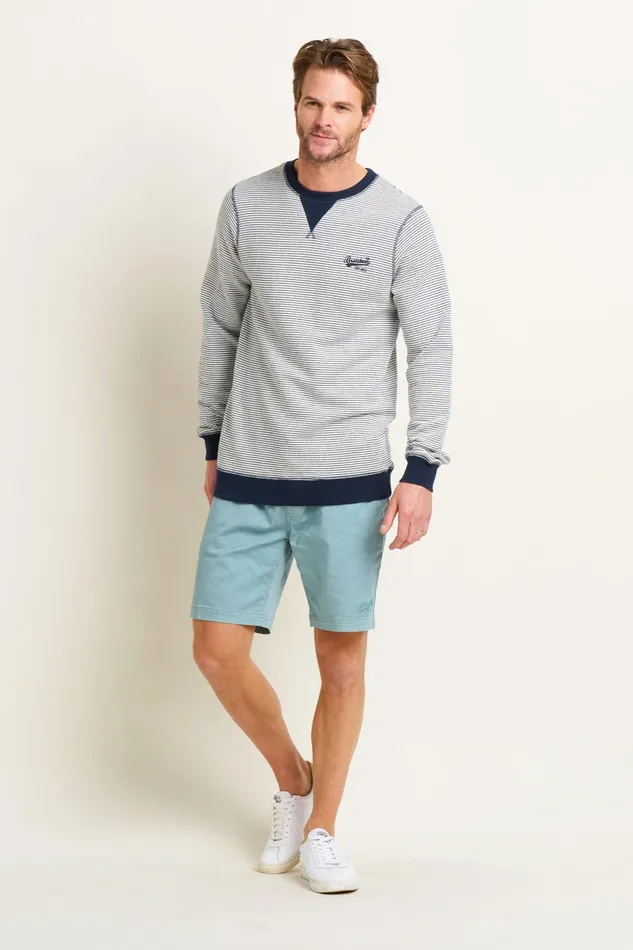 Men Brakeburn Sweatshirts And Hoodies Navy Stripe Crew Neck Sweat