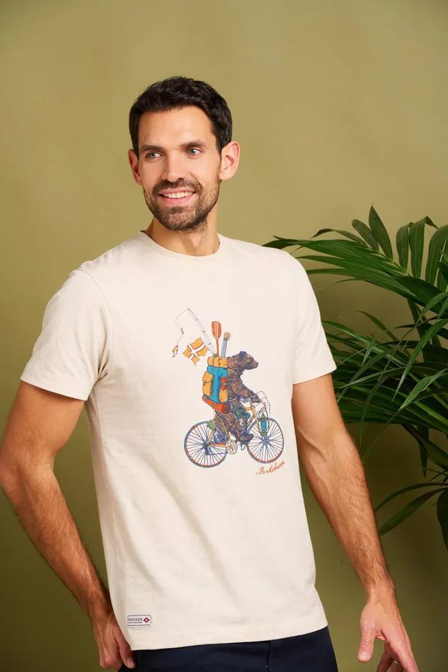 Men Brakeburn TShirts Ecru Camping Bear Tee