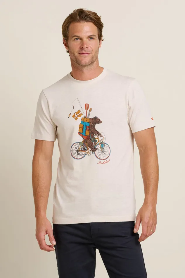 Men Brakeburn TShirts Ecru Camping Bear Tee