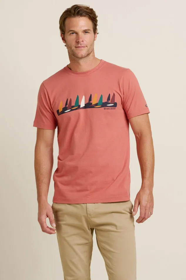 Men Brakeburn TShirts Pink Windsurfers Tee
