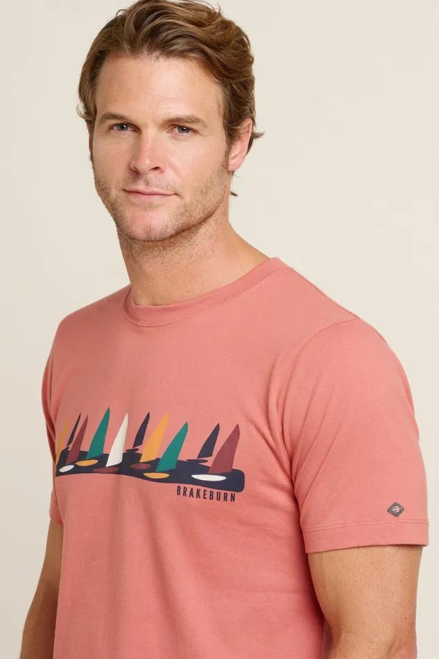Men Brakeburn TShirts Pink Windsurfers Tee