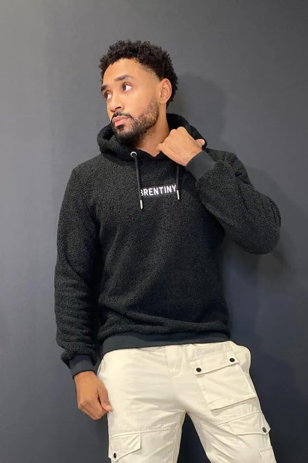 Men Brentiny Hooded Faux Shearling Jacket In Black Black Brentiny Paris Sweatshirts and Pullovers Men Brentiny Hooded Faux Shearling Jacket In Black Black Brentiny Paris Sweatshirts and Pullovers