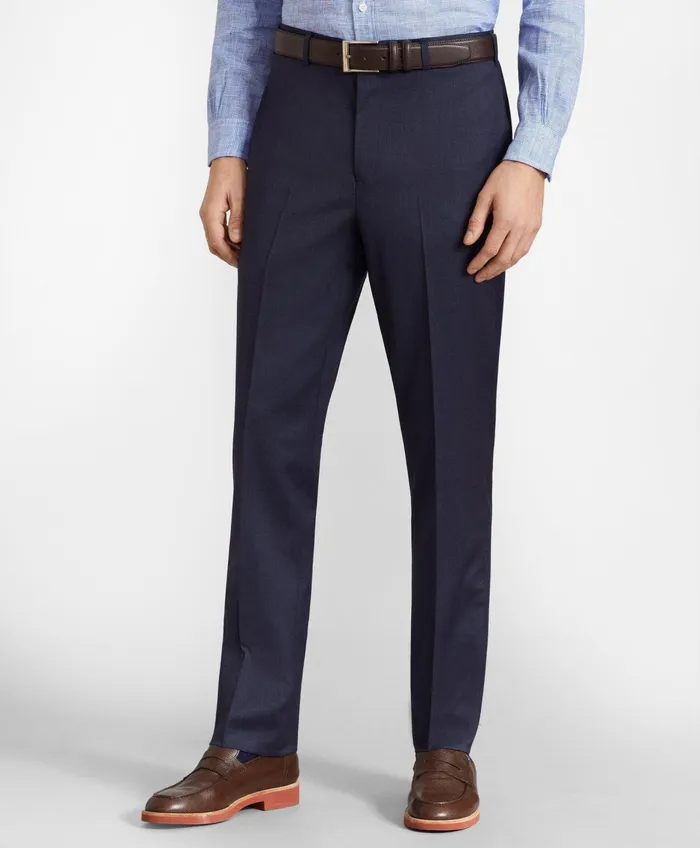 Men Brooks Brothers Flex MilanoFit Wool Trousers Blue Brooks Brothers Dress Pants