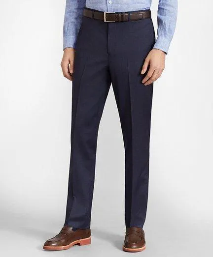 Men Brooks Brothers Flex MilanoFit Wool Trousers Blue Brooks Brothers Dress Pants