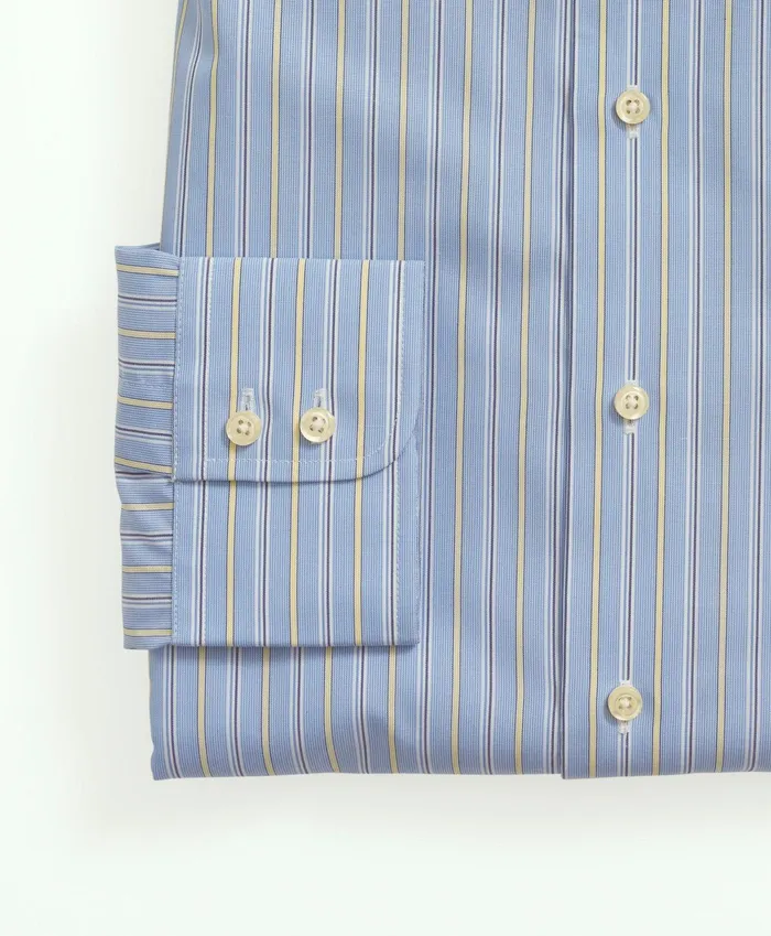 Men Brooks Brothers X Thomas Mason Cotton Poplin English Collar Stripe Dress Shirt Blue Brooks Brothers Dress Shirts
