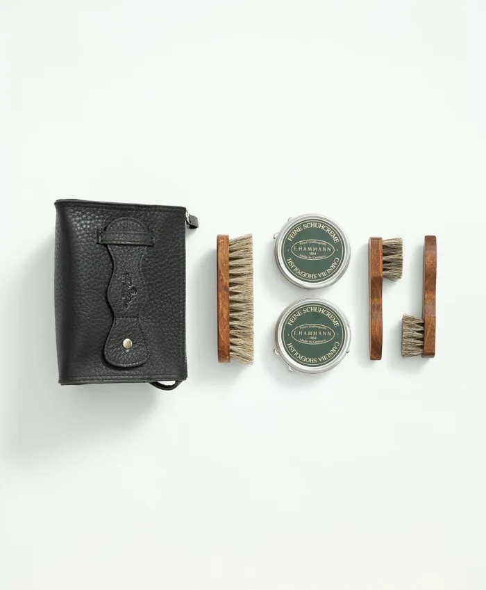 Men Calfskin Shoe Polish Kit Black Brooks Brothers Bags and Leather Goods