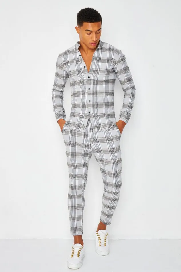Men Check Shirt In Grey Grey Brentiny Paris Shirts