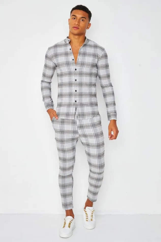 Men Check Shirt In Grey Grey Brentiny Paris Shirts