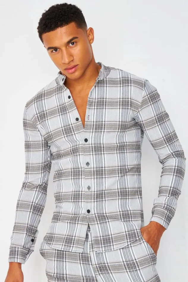 Men Check Shirt In Grey Grey Brentiny Paris Shirts