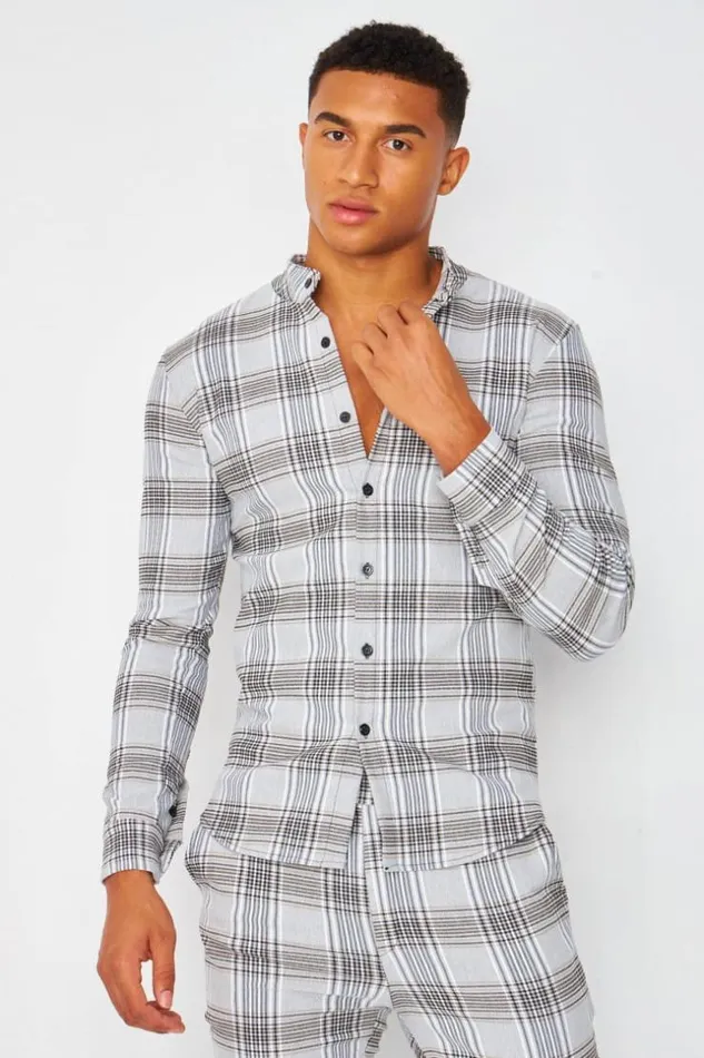 Men Check Shirt In Grey Grey Brentiny Paris Shirts