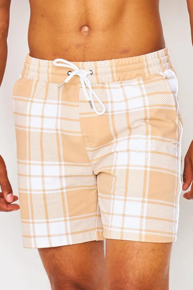 Men Check Shorts In Beige Project X 8211 2140177 Beige Brentiny Paris Shorts