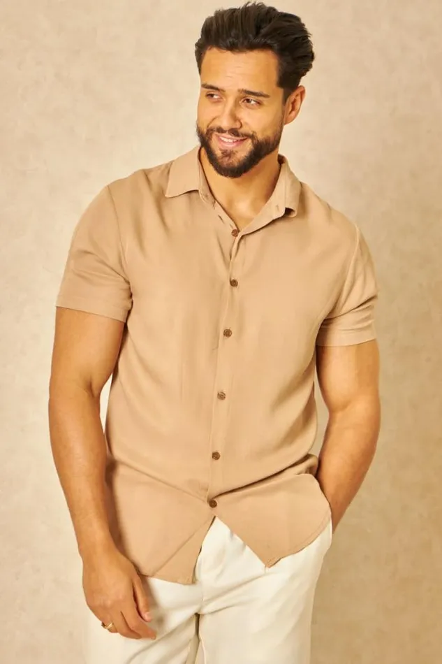 Men Chemise Lgre En Toile Beige Fonc Darkbeige Brentiny Paris Shirts