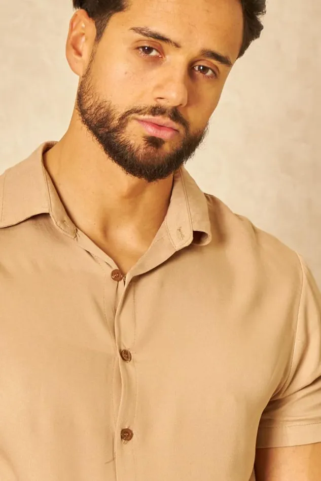 Men Chemise Lgre En Toile Beige Fonc Darkbeige Brentiny Paris Shirts